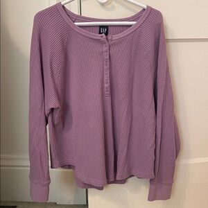 GAP Women's Lavender Henley Top XL